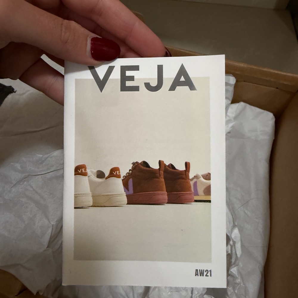 Veja women’s Suede & Textile Sneakers in Camel Brown with Navy Accents - Picture 6 of 7